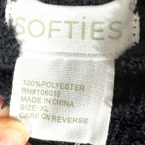 Softies Solid Marshmallow Hoodie Lounge Set, Black, Size XL - Picture 6 of 16